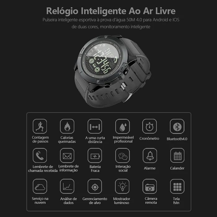Relógio Militar Smartwatch T-Watch